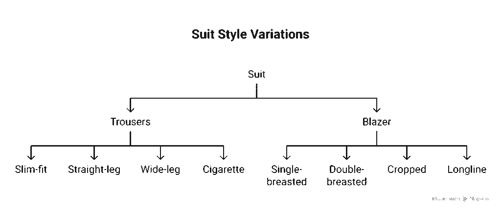 Women's trouser suit styles infographic