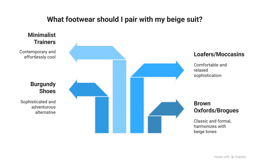 Top Footwear Choices for Beige Suits Infographic