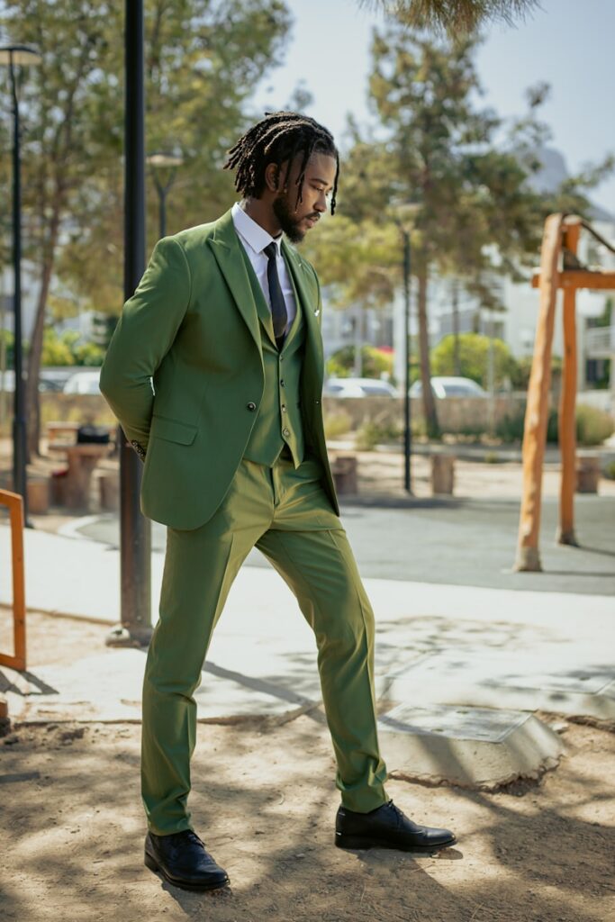 A Man in an Emerald Unusual Mens Suit