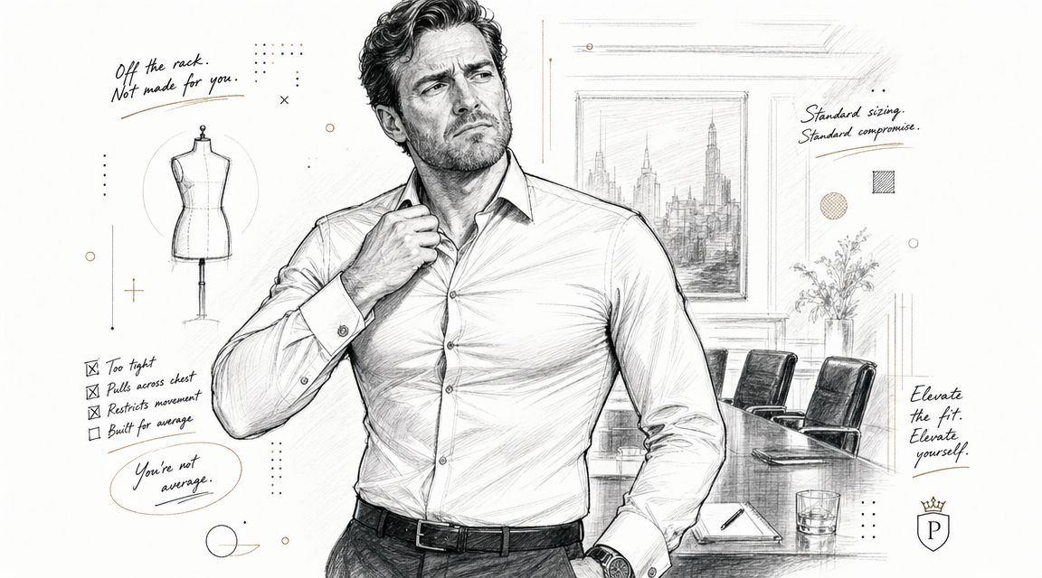 A detailed charcoal style sketch of a professional man adjusting his dress shirt in an office setting.