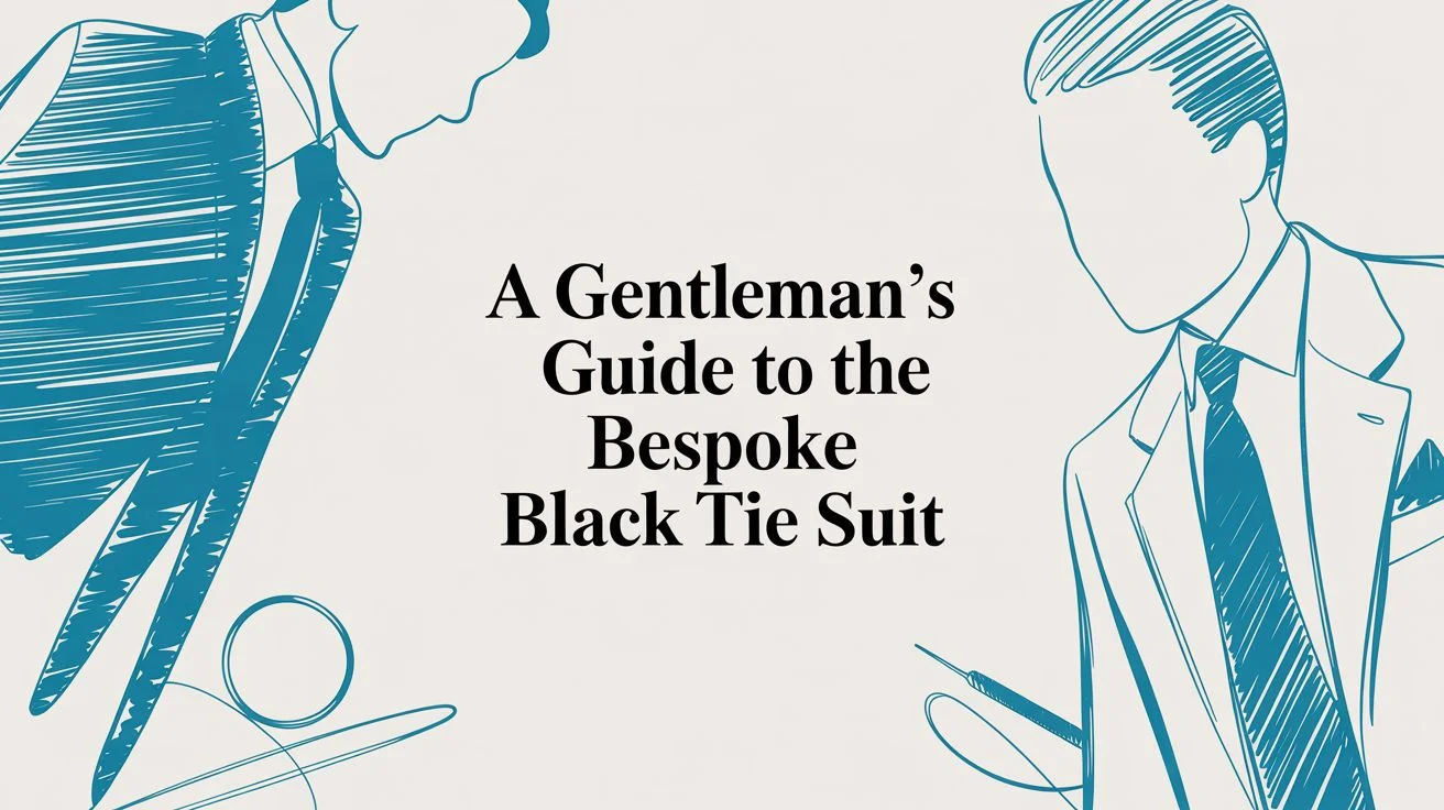 Black tie suit menswear illustration