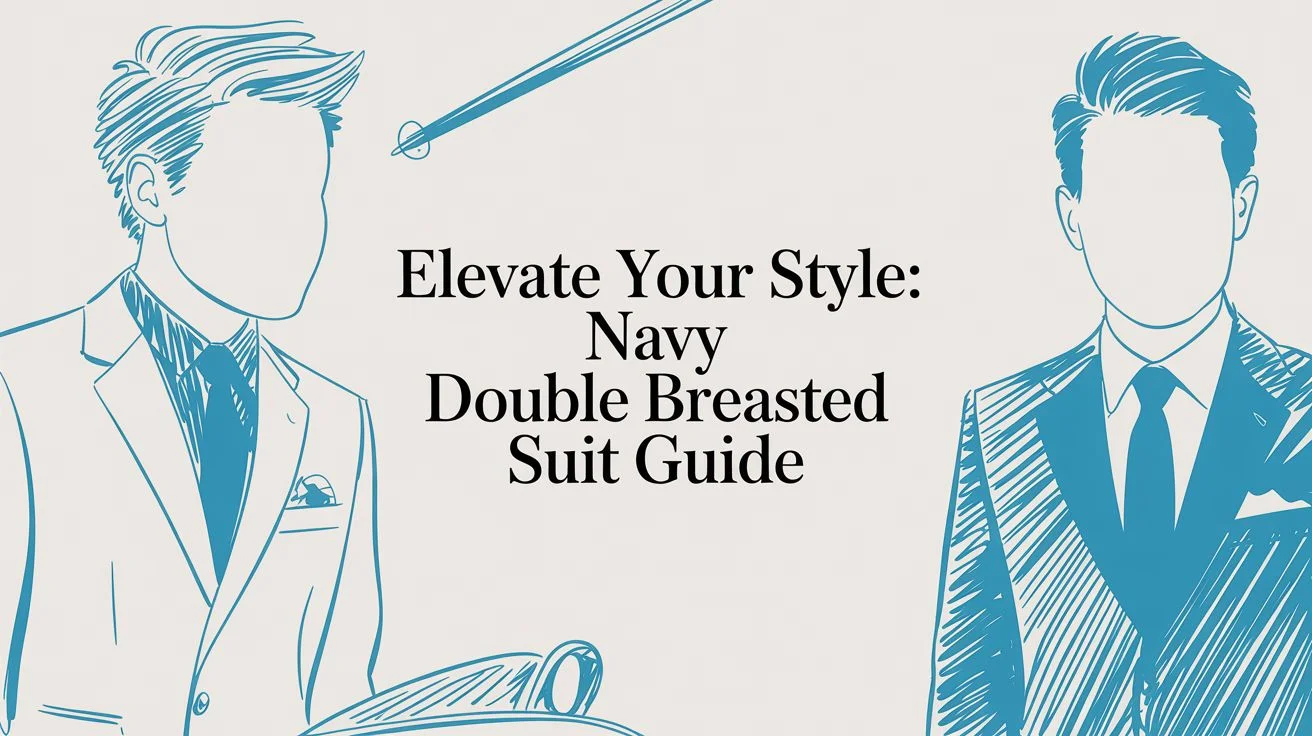 Navy double breasted suit fashion illustration